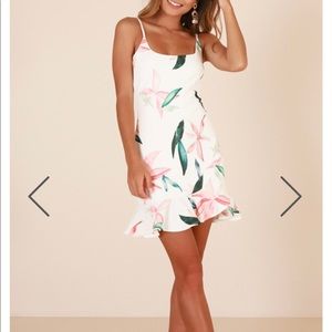 Showpo “Way out dress” in white floral